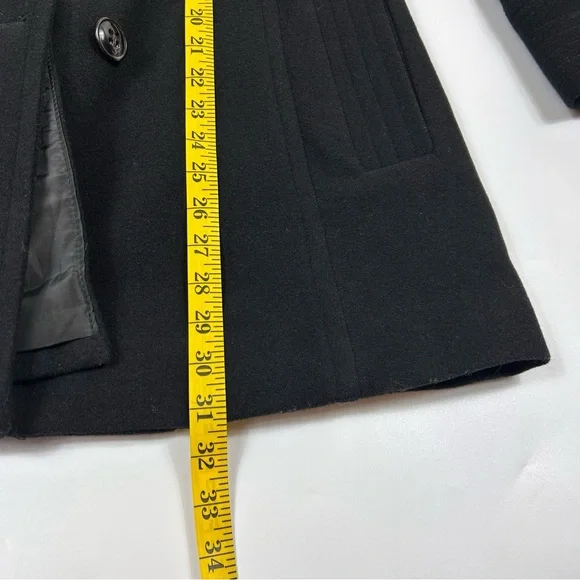 London Fog Womens Medium Black Wool Pea Coat Plaid Scarf Business Professional - Picture 6 of 9